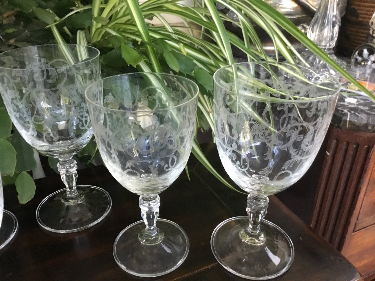 8 Crystal Glasses Engraved With Interlacing-photo-4