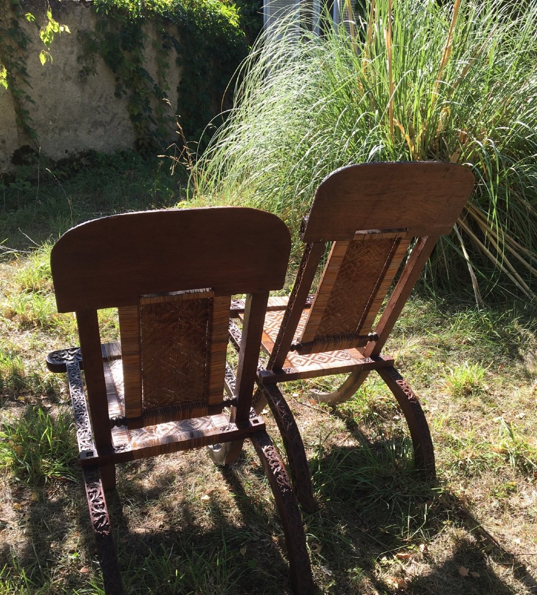 Paire De Fauteuils Planteur Esprit Colonial , Vers 1900-photo-6