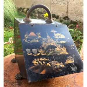 English Charcoal Seal In Tin Painter Decor Of Chinoiserie