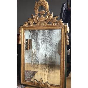 Miroir Révolutionnaire, En Bois Sculpté Et Doré d'époque Louis XVI