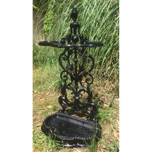 Cast Iron Umbrella Stand, With Art Nouveau Decor