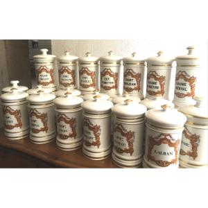 Collection Of 20 Faience Pharmacy Pots