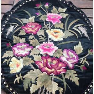 Embroidered Silk Cushion, Napoleon III Period