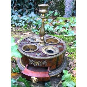 Rare Round Inkwell From Restoration Period