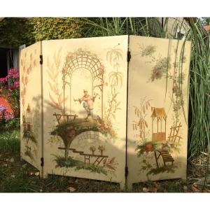Three Leaf Screen With Chinoiserie Decor