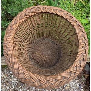 Folk Art Large Woven Basket 