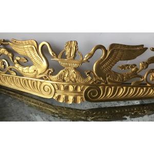 Gilt Bronze Furnishing Decor With Drinking Swans 49 Cm