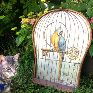 Trompe-l'oeil Bird Cage Decorated With A Parrot