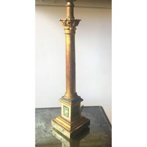 Lamp Base In Golden Wood And Faux Marble 