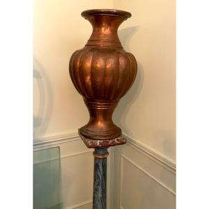 Très Grand Vase Pansu En Cuivre , XIXème (75 cm)