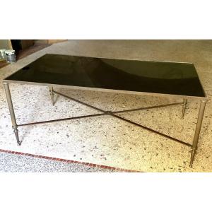 Neoclassical Style Coffee Table Brass Black Tinted Glass Dlg M Jansen