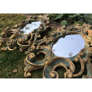 Paire De Miroirs Italiens De Style Rococo