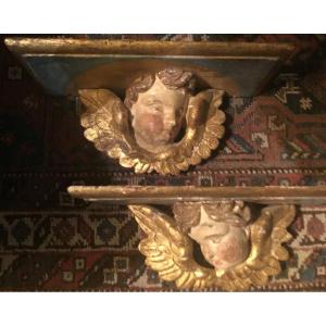 Pair Of Gilded Wood Consoles With Putti 