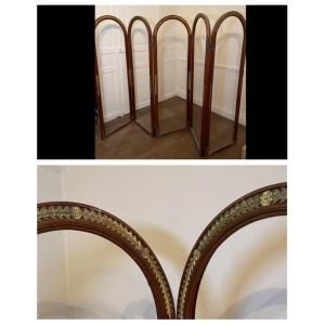 Large Five-leaf Mahogany Screen