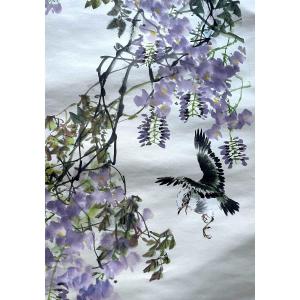 Scroll Painting Wisteria Decor - China