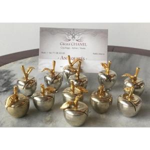 The 12 Silver And Gold Apple Menu Holders