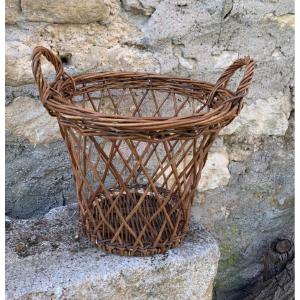 Small Woven Wicker Wastepaper Basket 