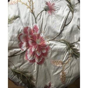 A Straight Silk Curtain Embroidered With Flowers And Dragonflies 