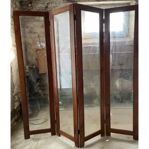 Mahogany Screen And Blown Glass Windows 