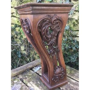 Natural Carved Wood Wall Console 