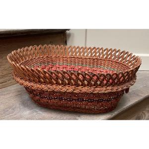 Folk Art Woven And Dyed Basket 