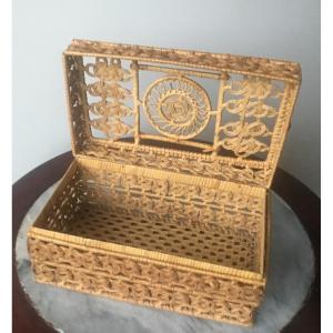 Folk Art Woven Craft Box 