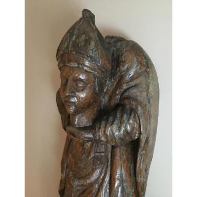 Statue De Saint-Denis Céphalophore  En Bois, Fin XVI Début XVII