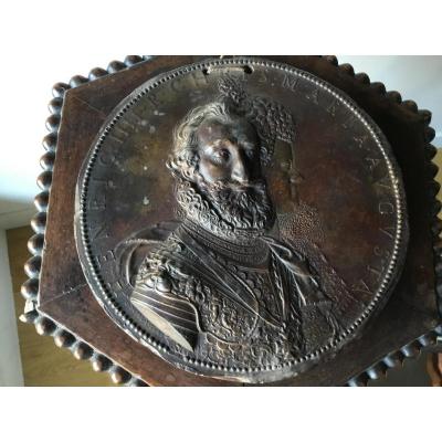 Médaillon au profil  D’henri IV, Patine Bronze, Napoléon III