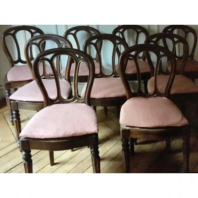 Suite De Neuf Chaises D’époque Napoléon III