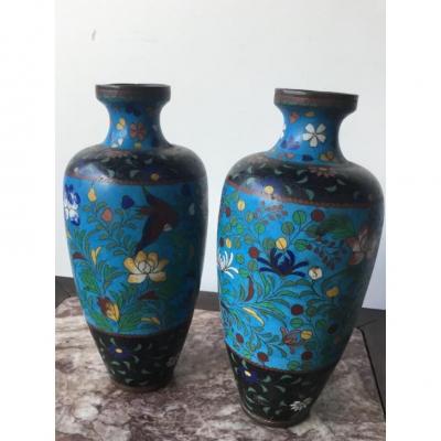 Pair Of Cloisonne Enamelled Vases, Japan, Edo Period