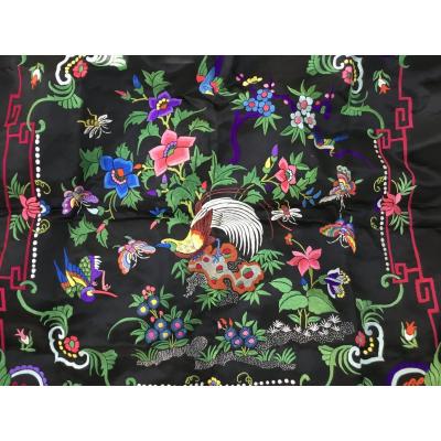 Embroidered Black Silk Square, China
