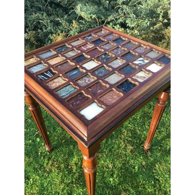 Table In Marble Sampled Marquetry, Louis XVI Style