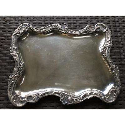 Sterling Silver Trays With Rockery Decor, XIXth