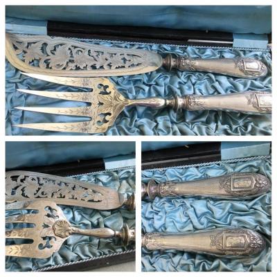 Cutlery From XIXth Fish Service In Sterling Silver