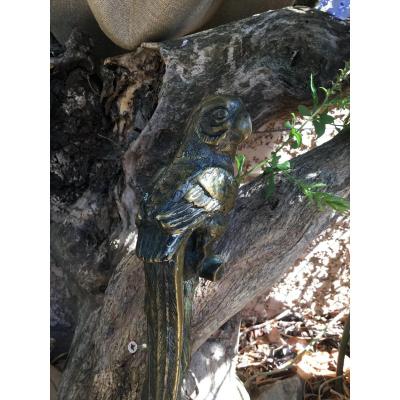 Gilt Bronze Coat Hook, Parakeet
