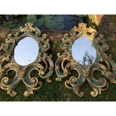 Paire De Miroirs Italiens De Style Rococo 