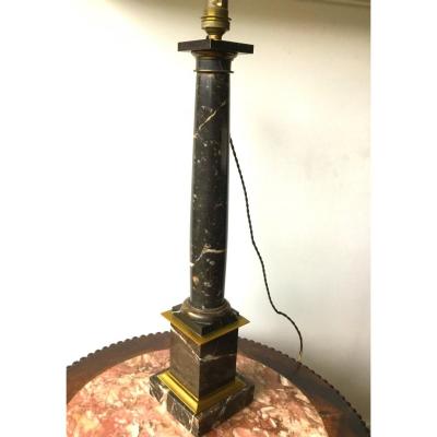 Column Lamp In Marble And Gilt Bronze, XXth