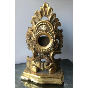 Watch Holder In Golden Wood Carved From Openwork Rocaille Eighteenth