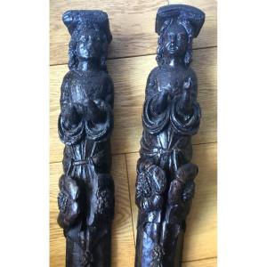The Two Angels In Carved Wood XVII