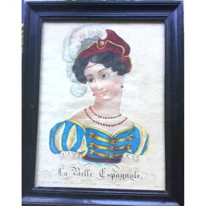 La Belle Espagnole, Engraving In A Blackened Wood Frame