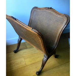 Important Louis XV Style Magazine Rack In Carved Wood And Double Caning