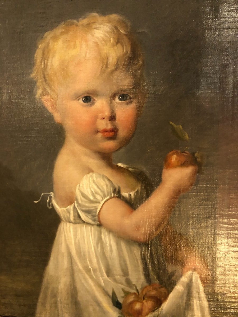 Portrait Of A Child, French School 18th Century ( Directory ) Early 19th Century -photo-1