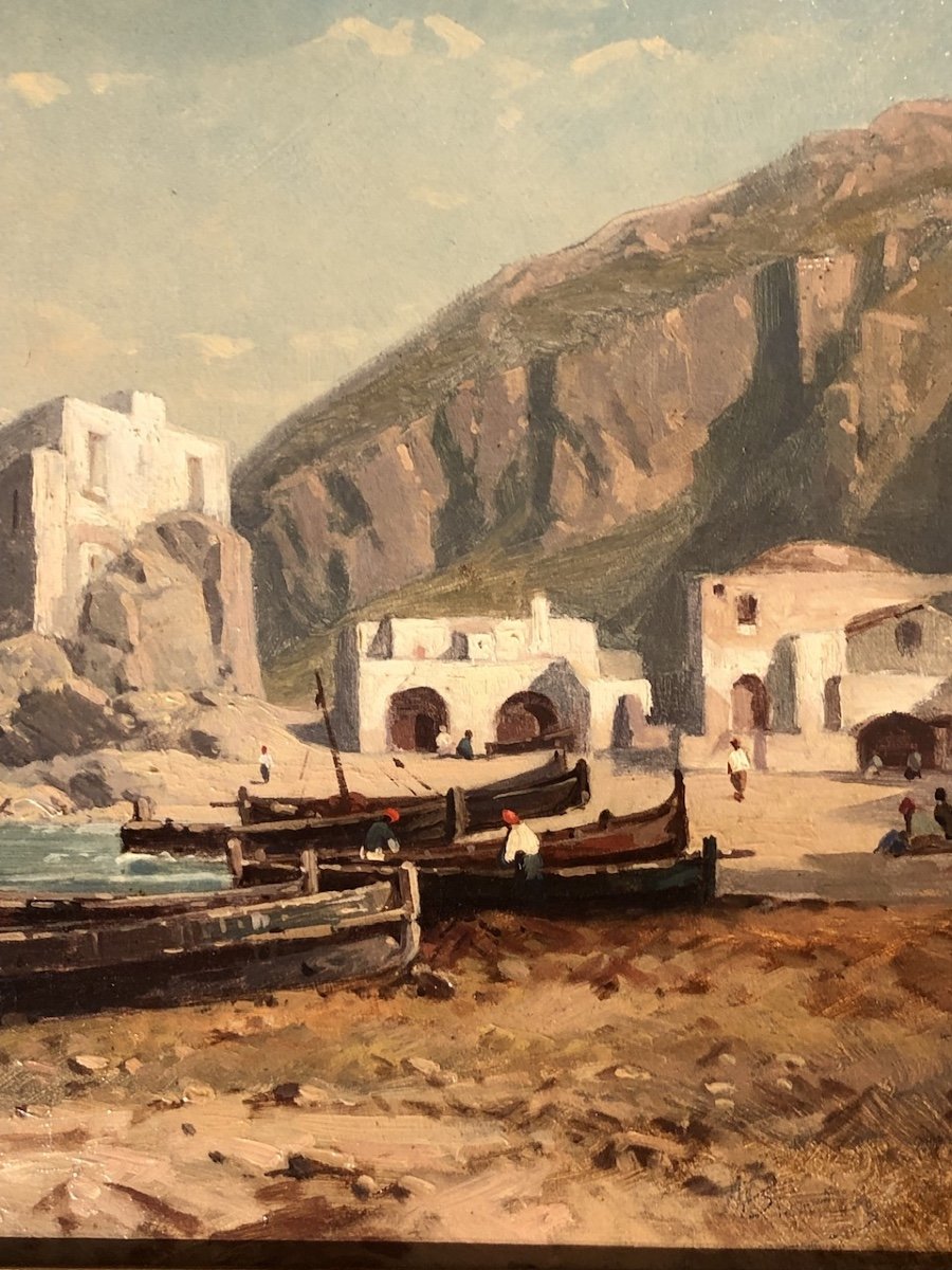 « le Port Et Le Château De Capri » école Française Du XIX éme -photo-1