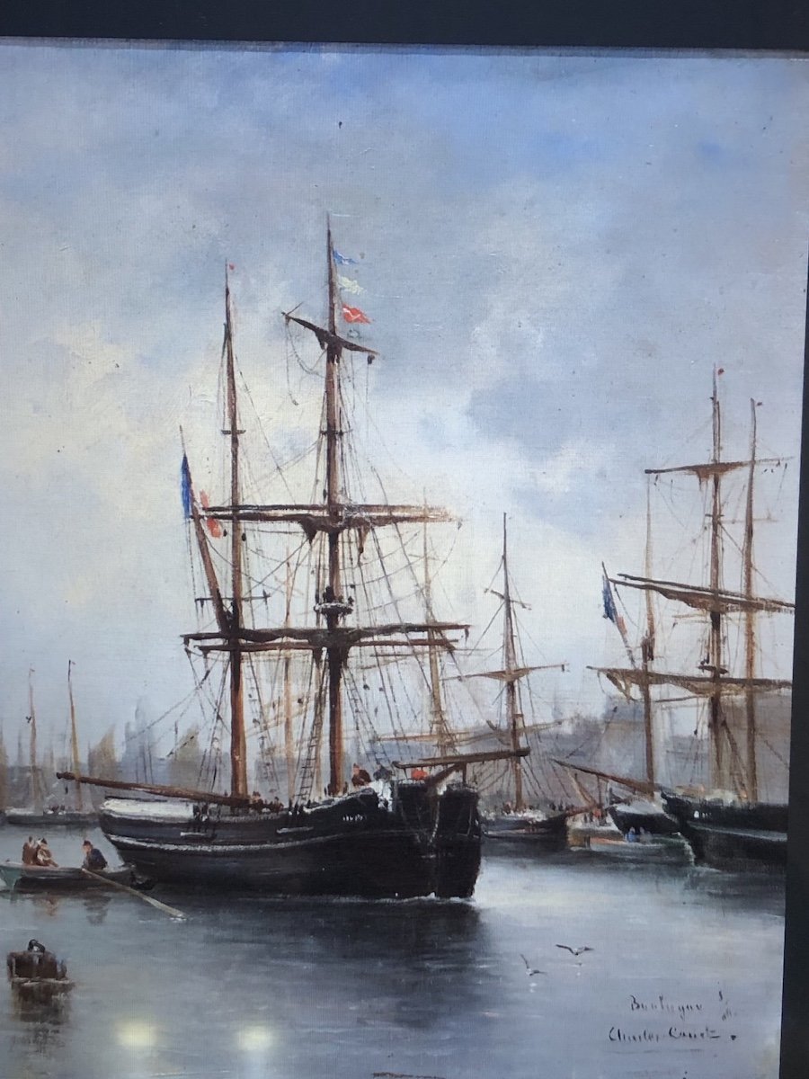 Charles émile Canet (1865-?) “the Port Of Boulogne” 