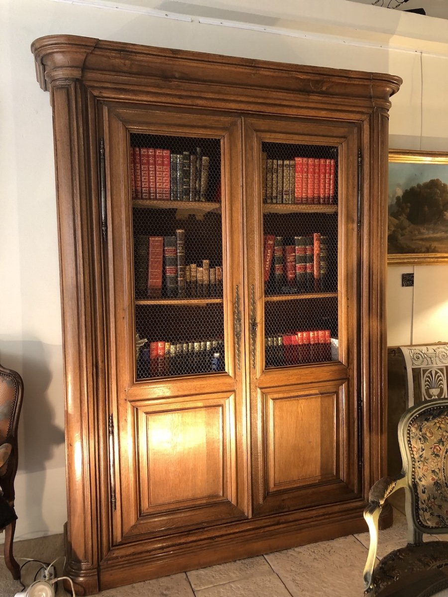 Bibliothèque de boiserie Régence En Chêne Blond Epoque XVIII Eme Siècle 