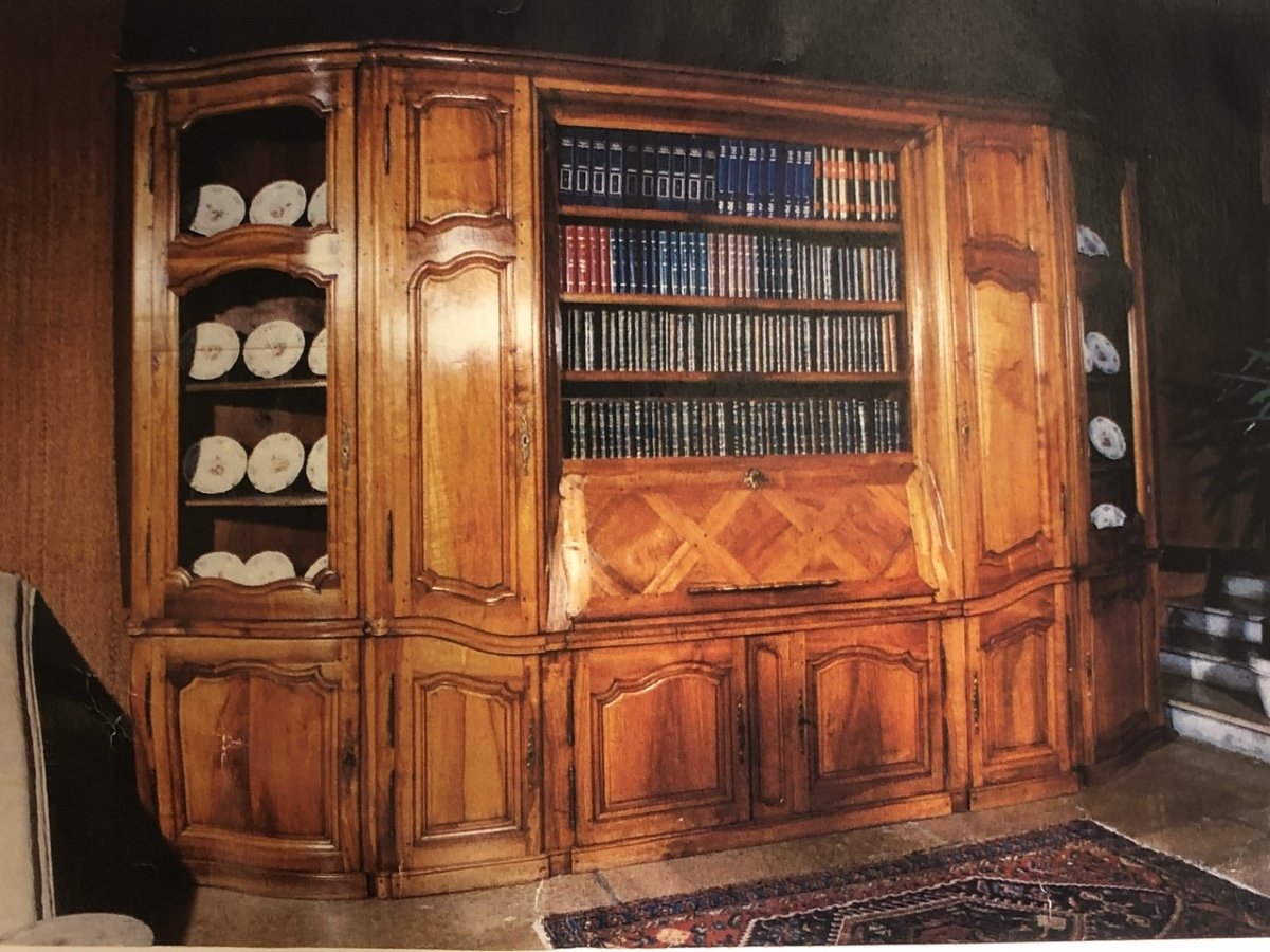 Meuble de Boiserie-secrétaire-bibliothèque en Noyer époque XVIII Eme