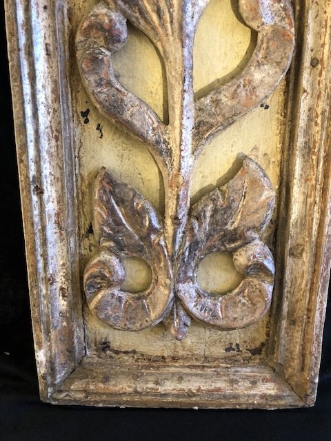 Pair Of Decorative Panels In Carved And Gilded Wood, 18th Century -photo-2