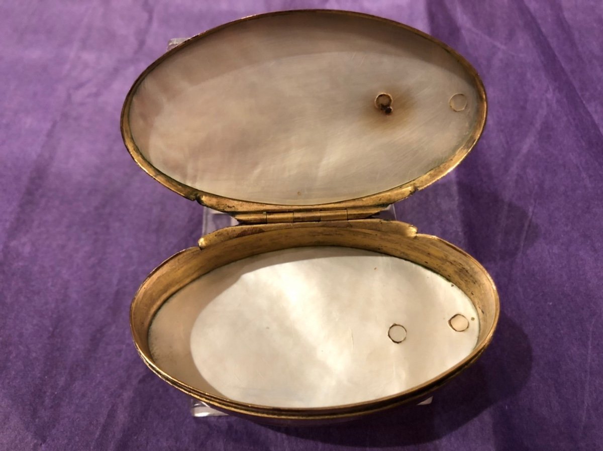 Oval Box In Mother Of Pearl, Pomponne And Silver XVIIIth Century-photo-4