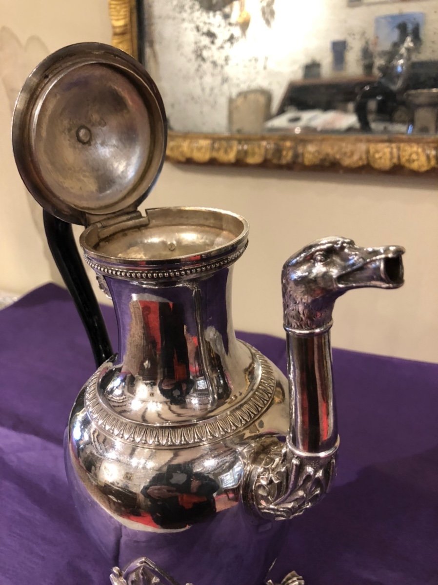 Cafetière Tripode En Argent Massif époque Restauration ( 1819-1838 )-photo-4