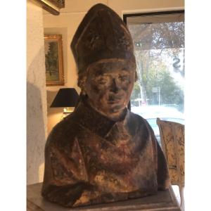 Carved Wooden Bust XIV-xv Eme 